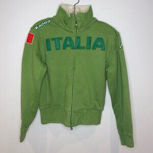 Vintage Kappa ITALIA Green Two Way Zip Jacket Size L Soccer Sweatshirt Rare
